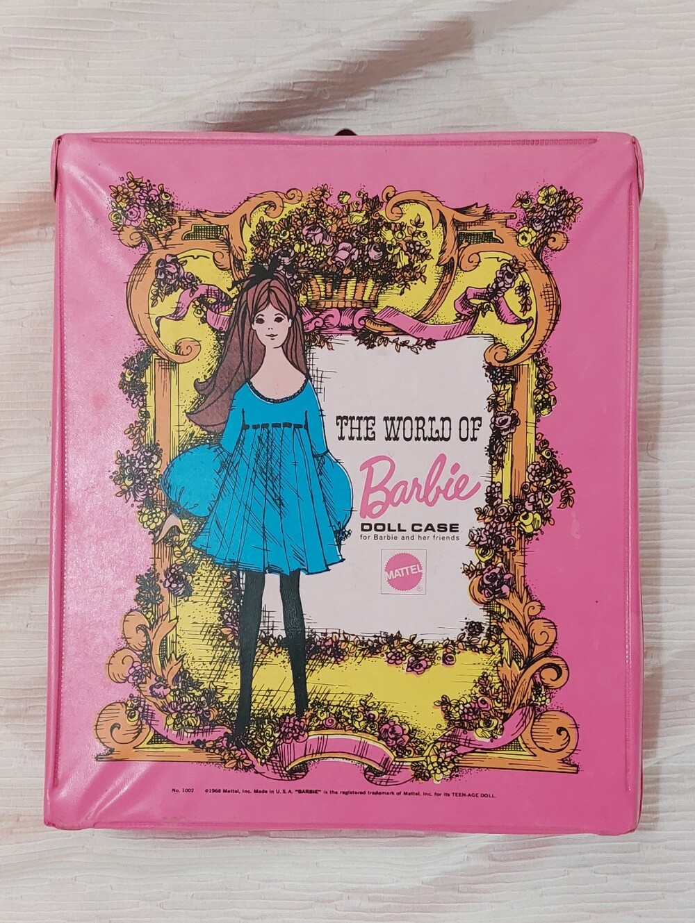 Barbie Pink Doll Case with Blue Dress Illustration